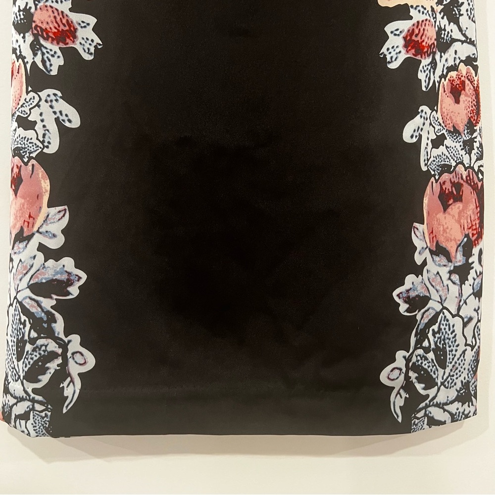 Guess Womens XS Lace Inset Floral Print Cocktail Dress Black Mini Dark Eden - Picture 5 of 12